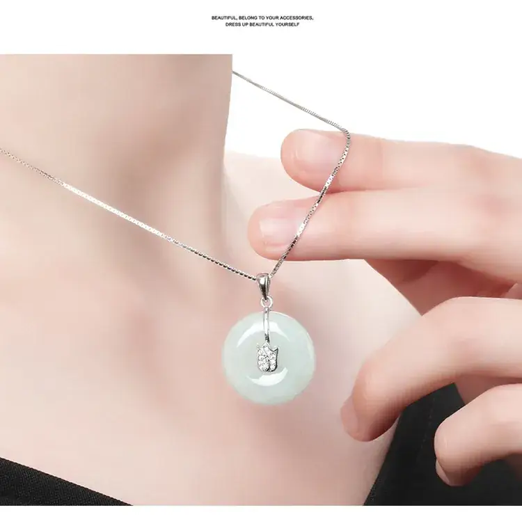 Natural Jade Ice Seed Necklace for Women 925 Silver — feature 10