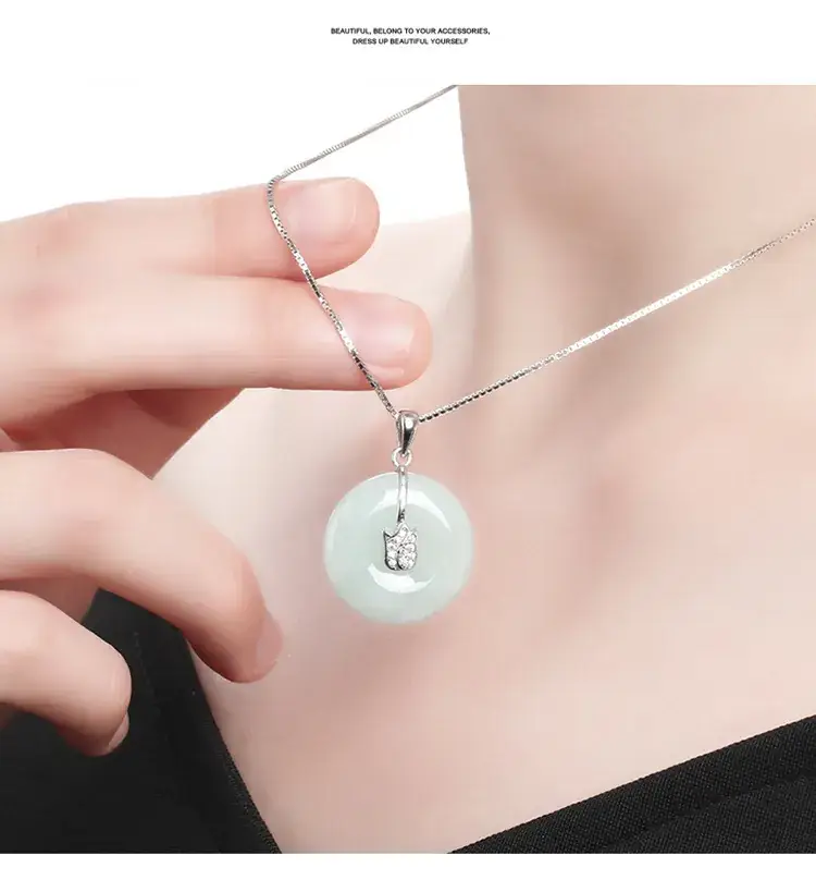 Natural Jade Ice Seed Necklace for Women 925 Silver — feature 11