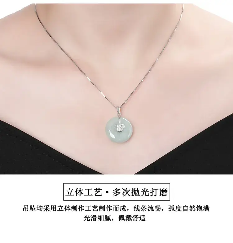 Natural Jade Ice Seed Necklace for Women 925 Silver — feature 7