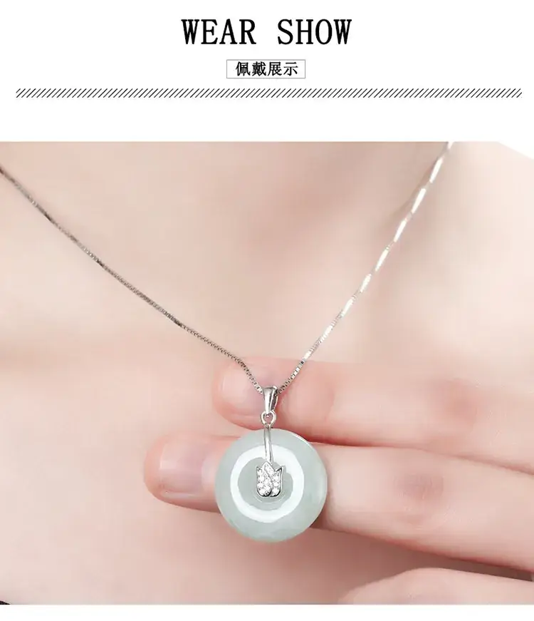 Natural Jade Ice Seed Necklace for Women 925 Silver — feature 8