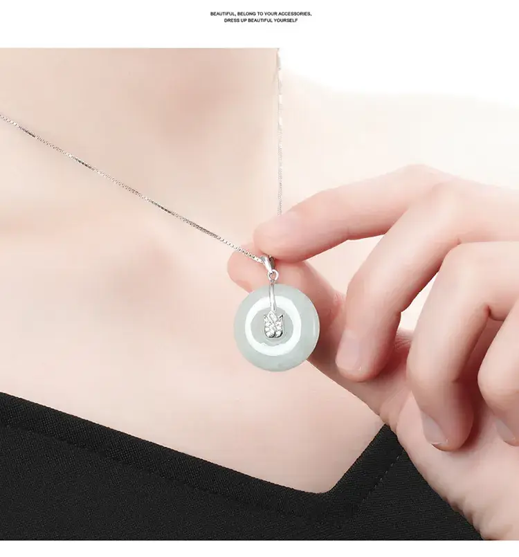Natural Jade Ice Seed Necklace for Women 925 Silver — feature 9