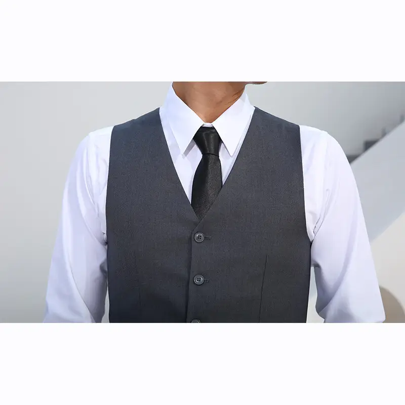Men's Black Slim Fit Korean Style Vest - Image 7
