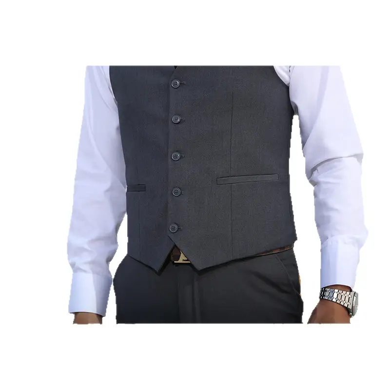 Men's Black Slim Fit Korean Style Vest - Image 8