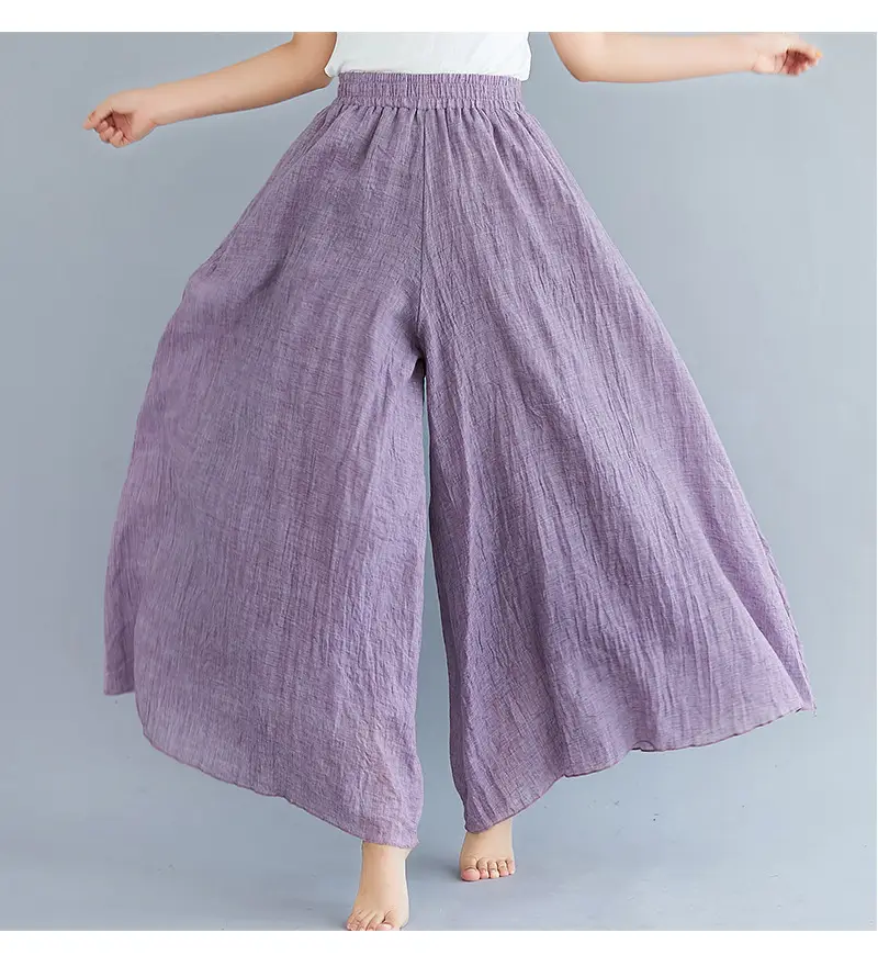 2026 Summer Linen Wide Leg Pants Pink Ethnic — feature 32