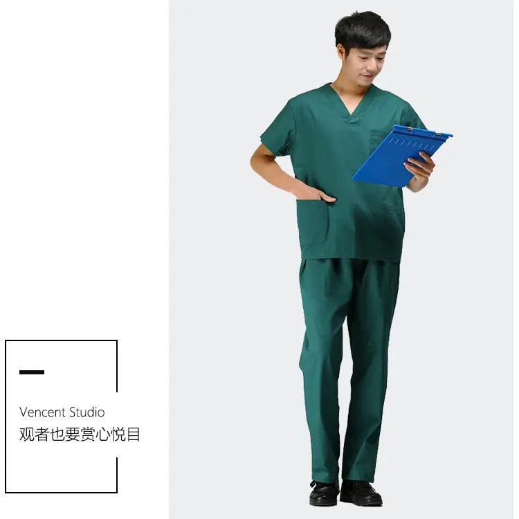 Men Green Cotton Scrub Suit Long Sleeve - Image 22