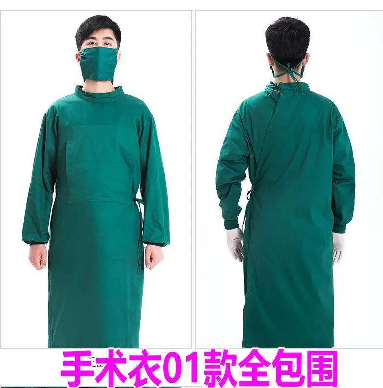 Men Green Cotton Scrub Suit Long Sleeve - Image 16