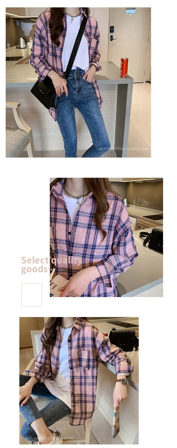 2023 Korean Style Plaid Long Sleeve Women's Jacket — feature 14