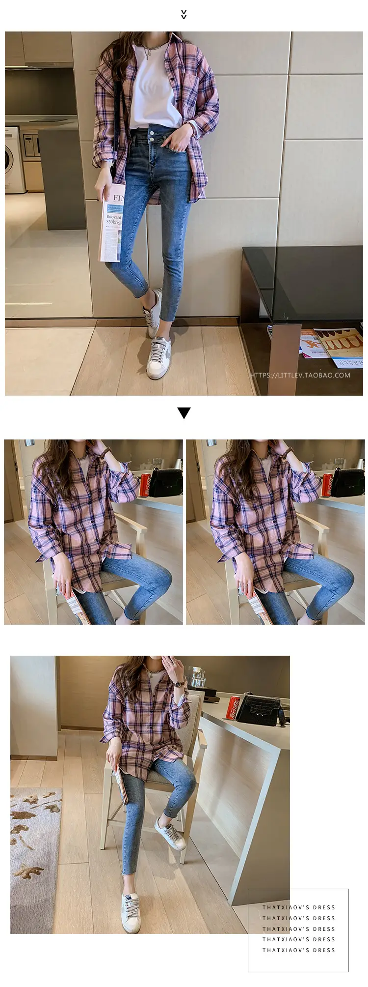 2023 Korean Style Plaid Long Sleeve Women's Jacket — feature 15