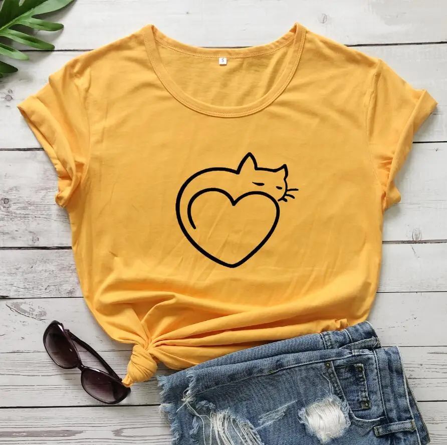 Red Cat Heart T-Shirt for Men Women Streetwear - Image 5