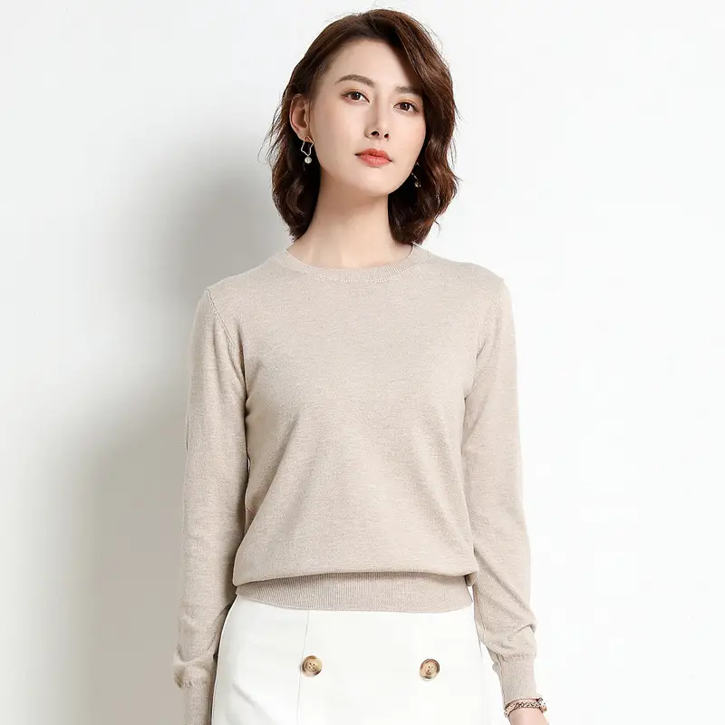 Women Purple Knit Pullover Round Neck Long Sleeve - Image 32