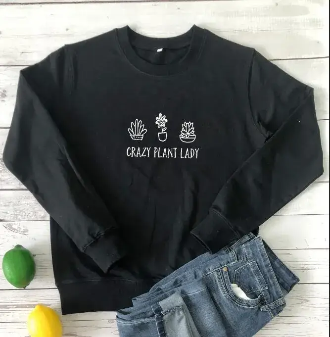 Green Crazy Plant Lady Sweatshirt with Plant Hands Design - Image 2