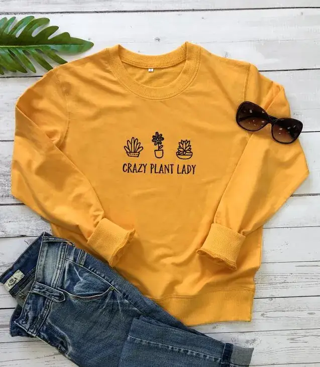 Green Crazy Plant Lady Sweatshirt with Plant Hands Design - Image 4