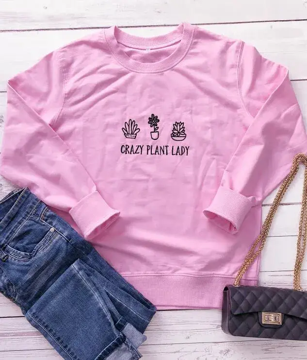 Green Crazy Plant Lady Sweatshirt with Plant Hands Design - Image 5