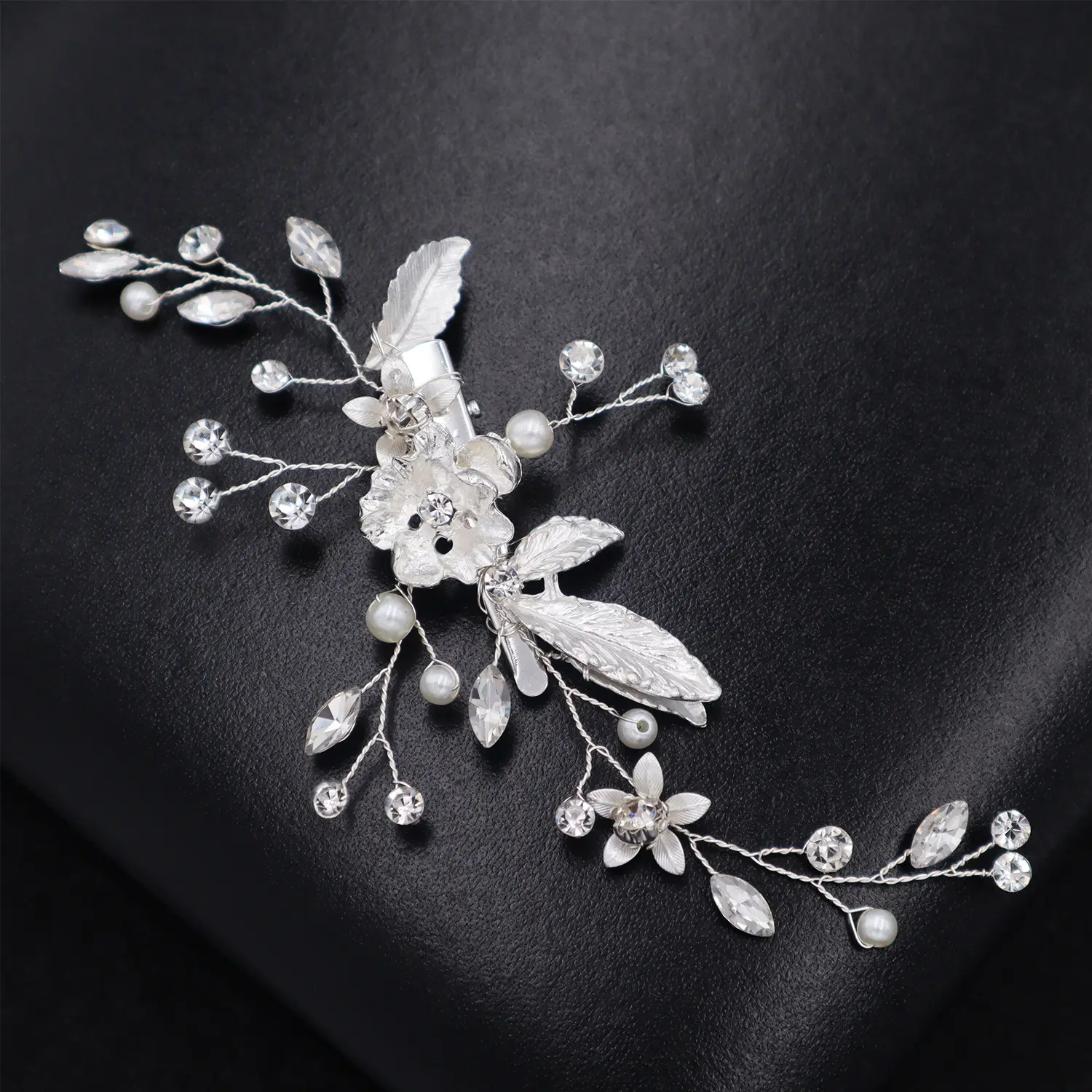 European American Pearl Diamond Hairpin Edge Clip for Bridage - Image 4
