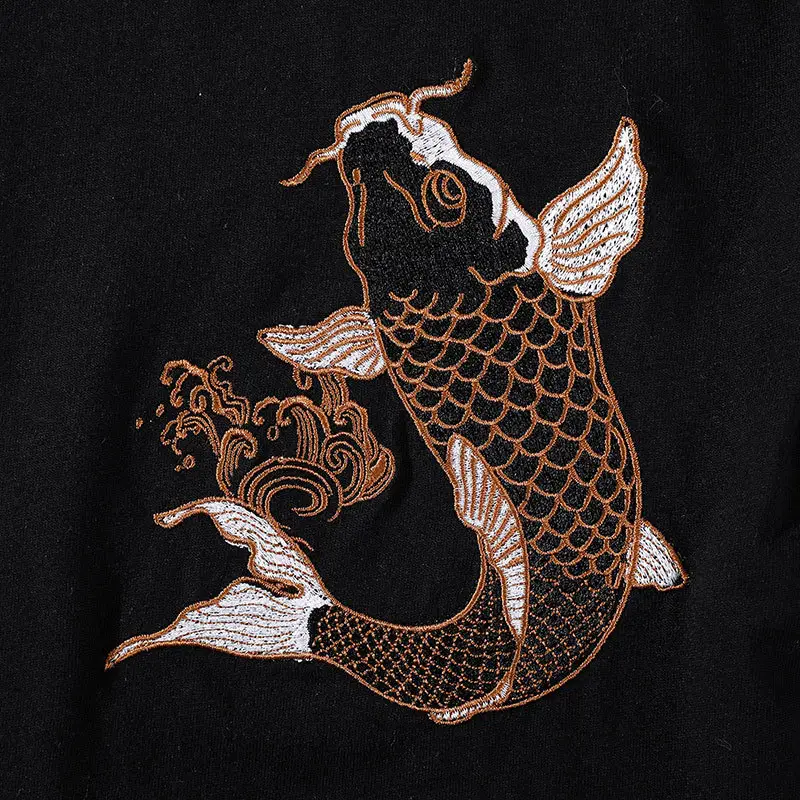 Men Cotton T-Shirt White Dragon Embroidered Large - Image 5