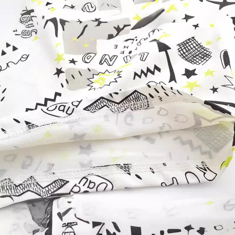 Summer Kids Printed T-Shirt White Black Star Pattern - Image 3