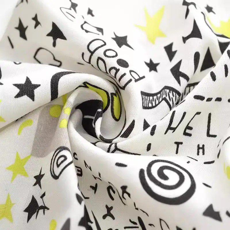 Summer Kids Printed T-Shirt White Black Star Pattern - Image 4