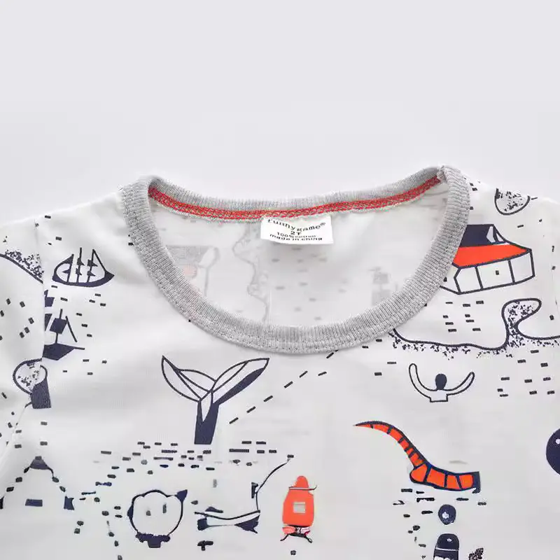 Boys Printed T-Shirt White European Style Summer - Image 2