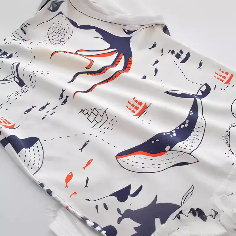 Boys Printed T-Shirt White European Style Summer - Image 4