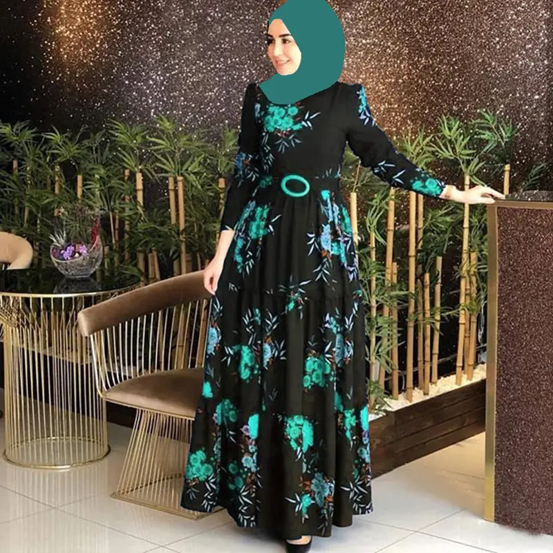 Black Printed High Waist Lace Skirt with Hijab Set - Image 8