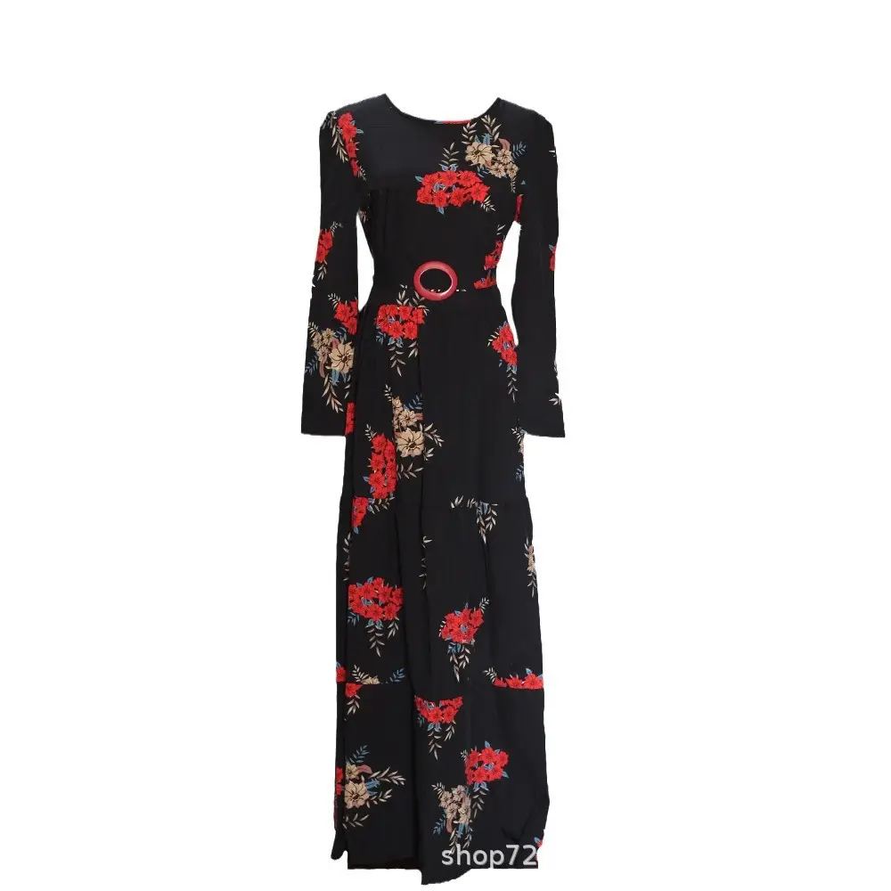 Black Printed High Waist Lace Skirt with Hijab Set - Image 9
