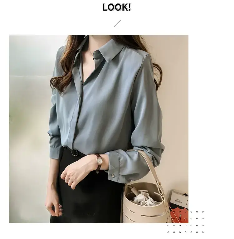 Korean Style Chiffon White Long Sleeve Shirt Large — feature 13