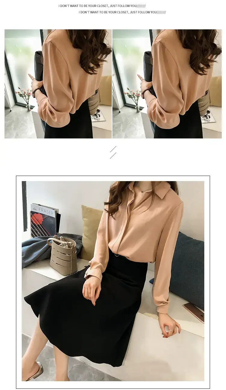 Korean Style Chiffon White Long Sleeve Shirt Large — feature 18