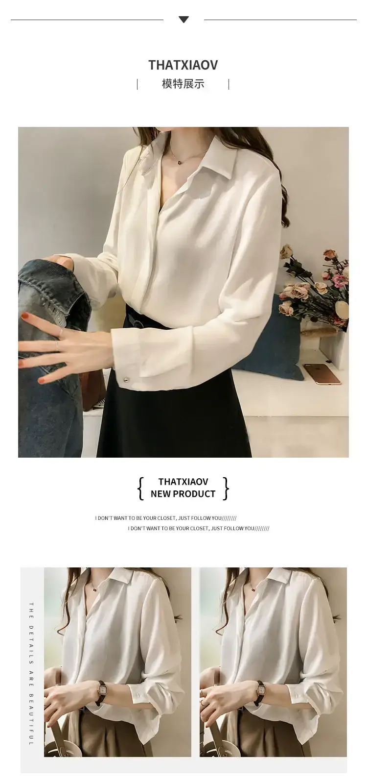 Korean Style Chiffon White Long Sleeve Shirt Large — feature 6