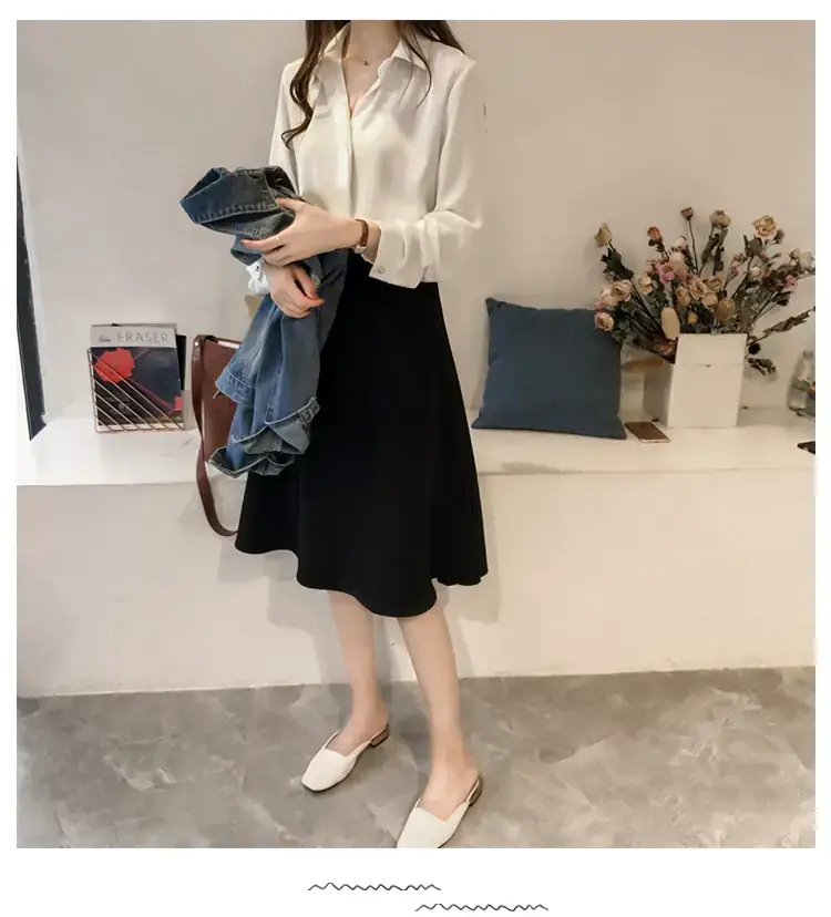 Korean Style Chiffon White Long Sleeve Shirt Large — feature 7