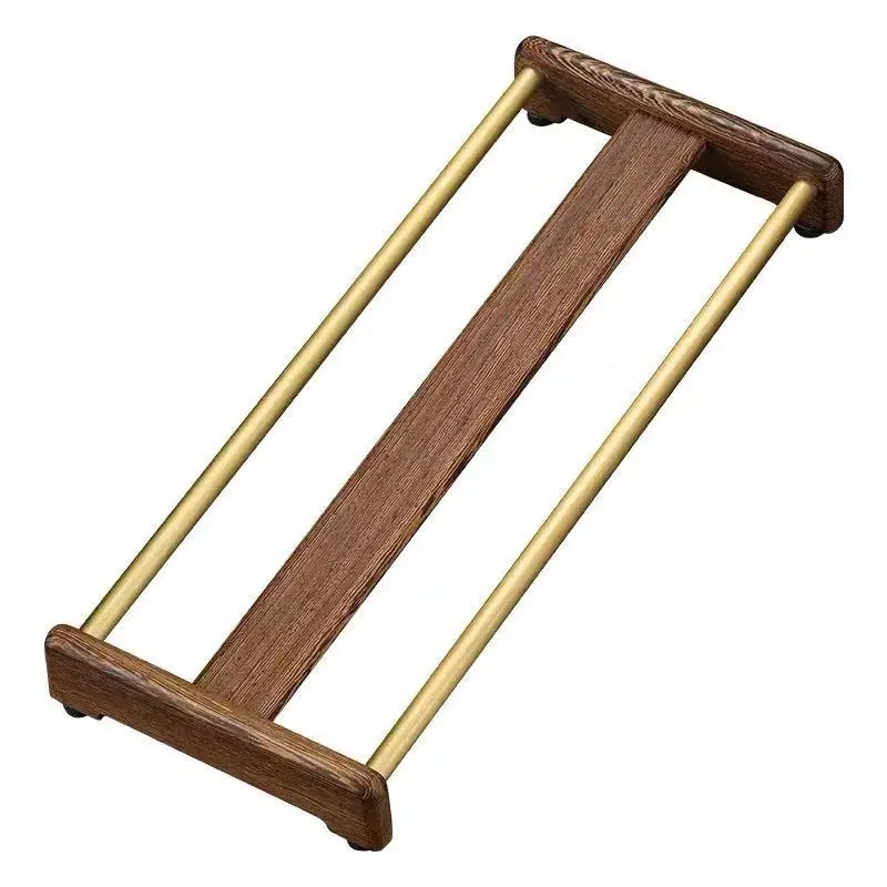 Ebony Wood Tea Cup Holder with Gold Rails - Image 7