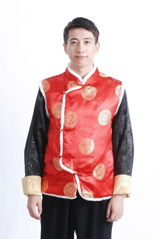 Men's Red Embroidered Tang Vest for Wedding & Festive Wear — feature 4