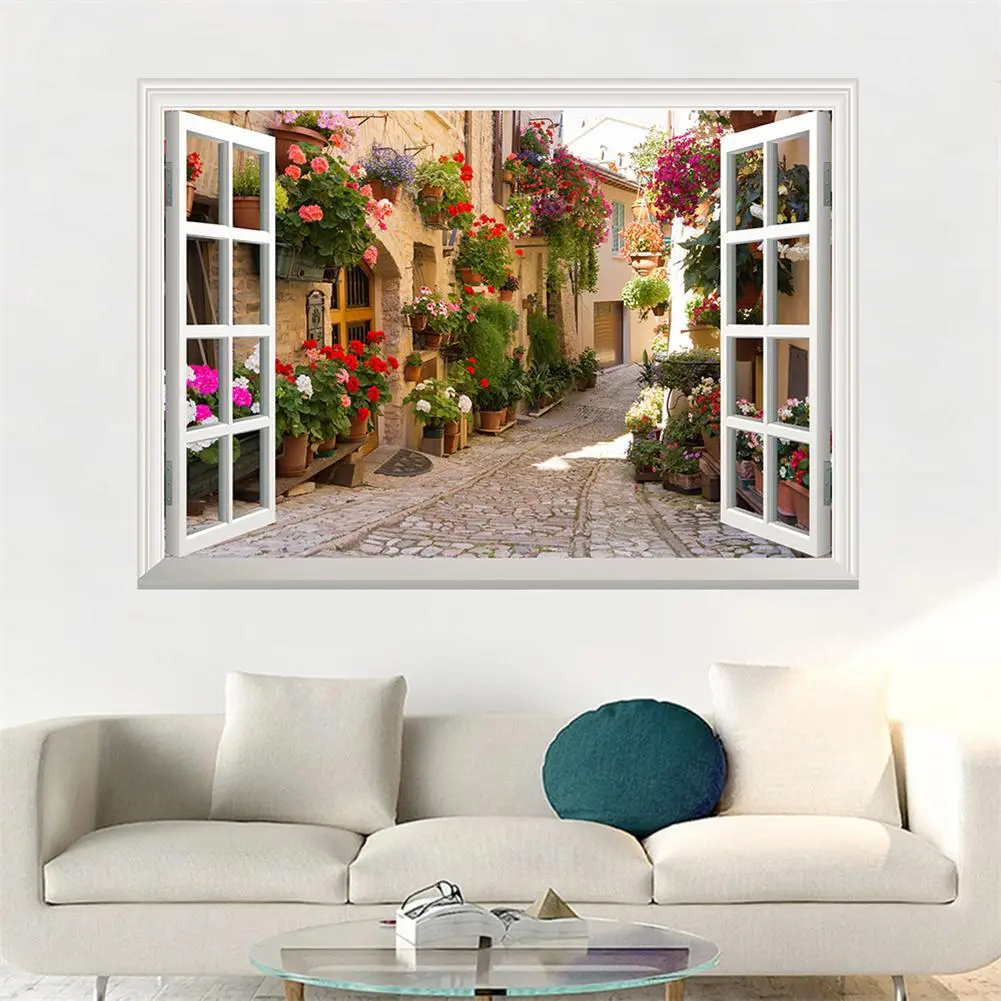Kunshang Fake Window Wall Stickers Living Room Decor