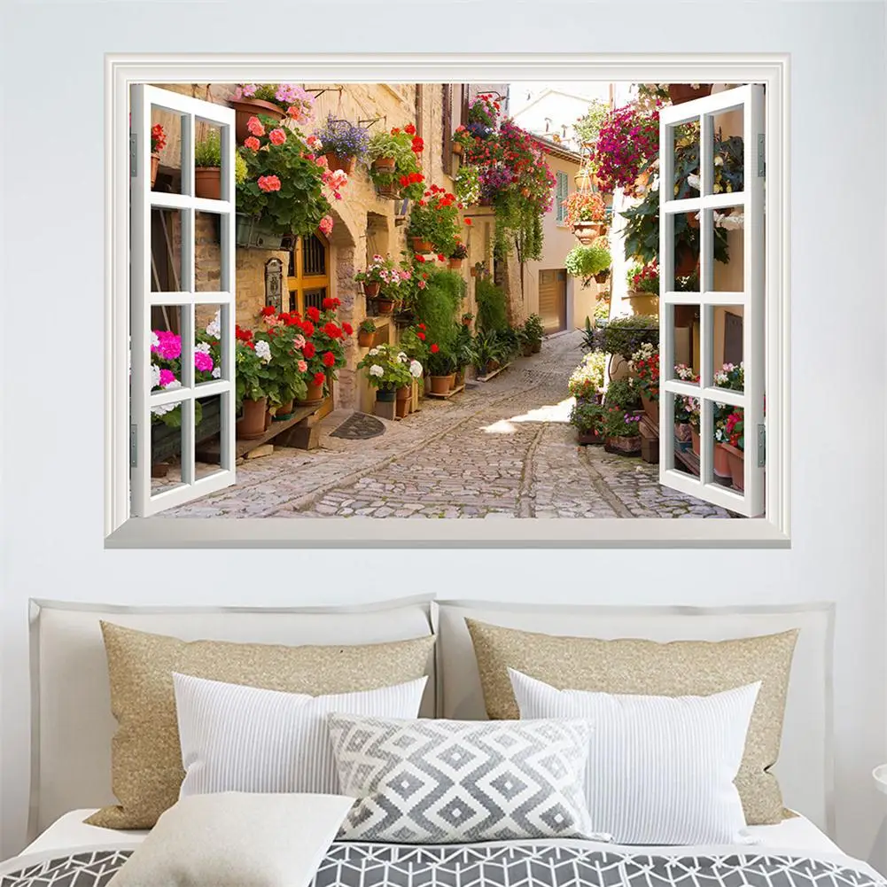 Kunshang Fake Window Wall Stickers Living Room Decor