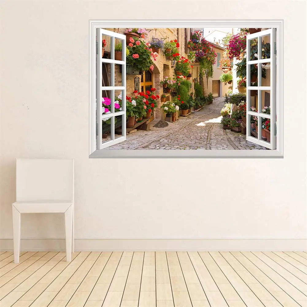 Kunshang Fake Window Wall Stickers Living Room Decor