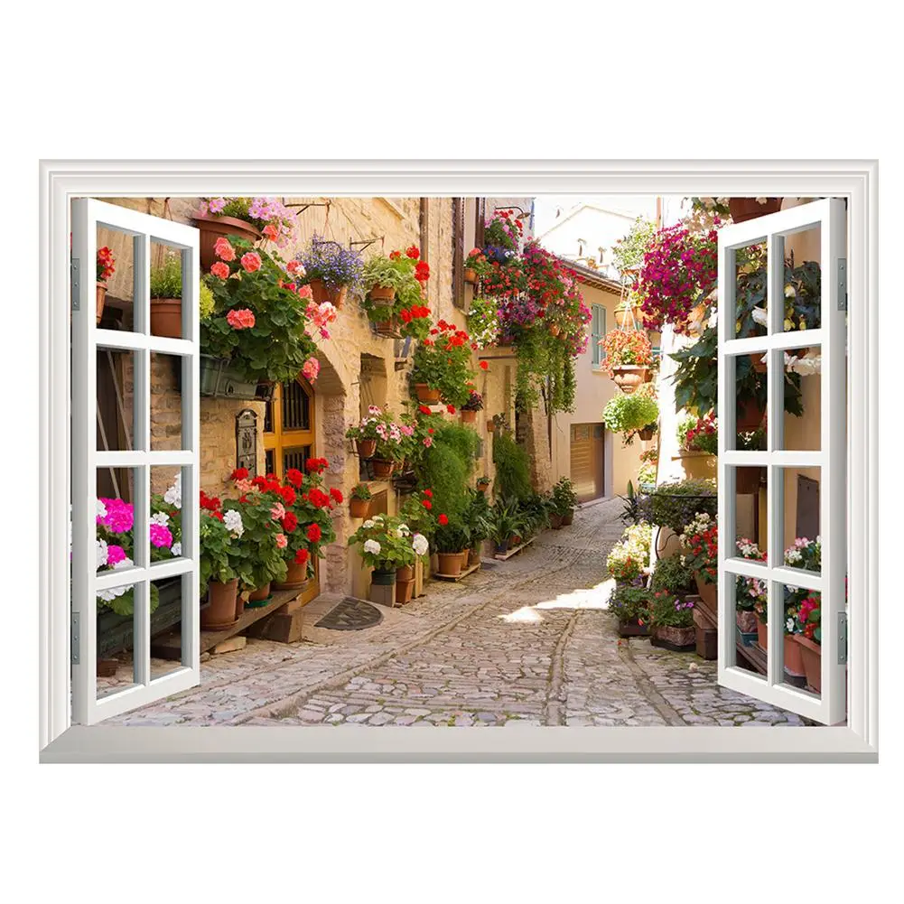 Kunshang Fake Window Wall Stickers Living Room Decor