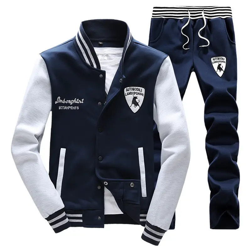 Men's Navy Blue Baseball Track Suit Slim Fit Casual Wear