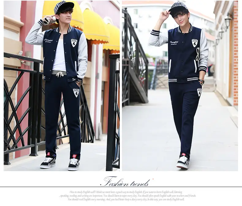 Men's Navy Blue Baseball Track Suit Slim Fit Casual Wear — feature 14