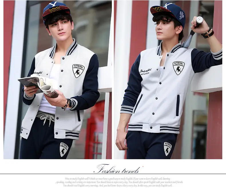 Men's Navy Blue Baseball Track Suit Slim Fit Casual Wear — feature 16