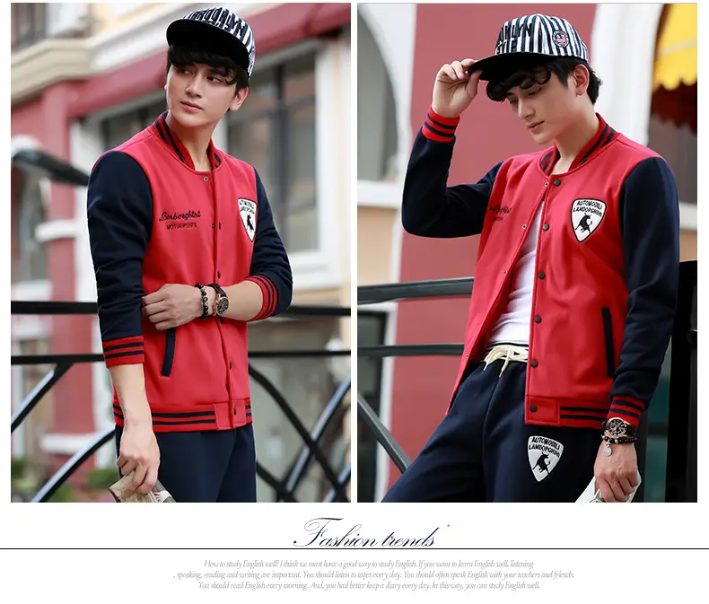 Men's Navy Blue Baseball Track Suit Slim Fit Casual Wear — feature 20