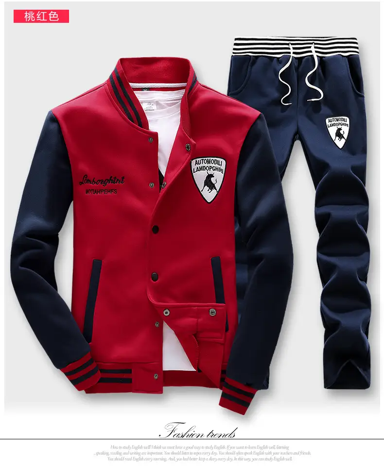Men's Navy Blue Baseball Track Suit Slim Fit Casual Wear — feature 27