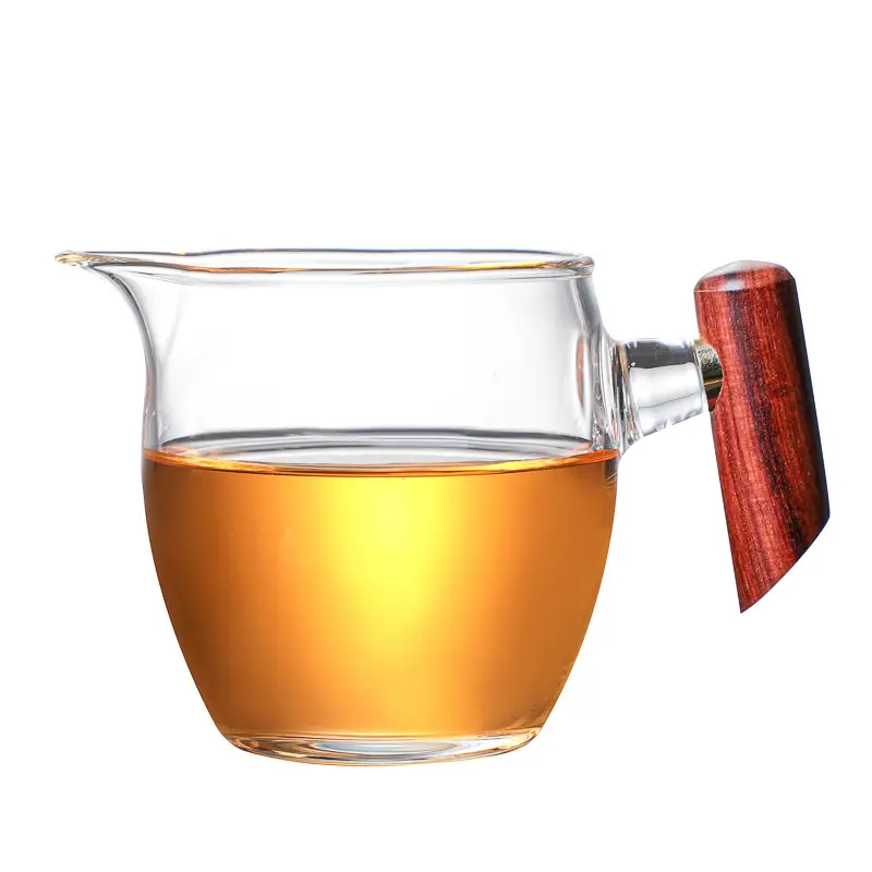 Heat-Resistant Wooden Handle Glass Fair Cup Tea Strainer - Image 7