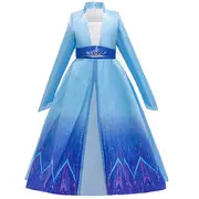 Frozen 2 Princess Aisha Kids Dress Blue White — feature 11