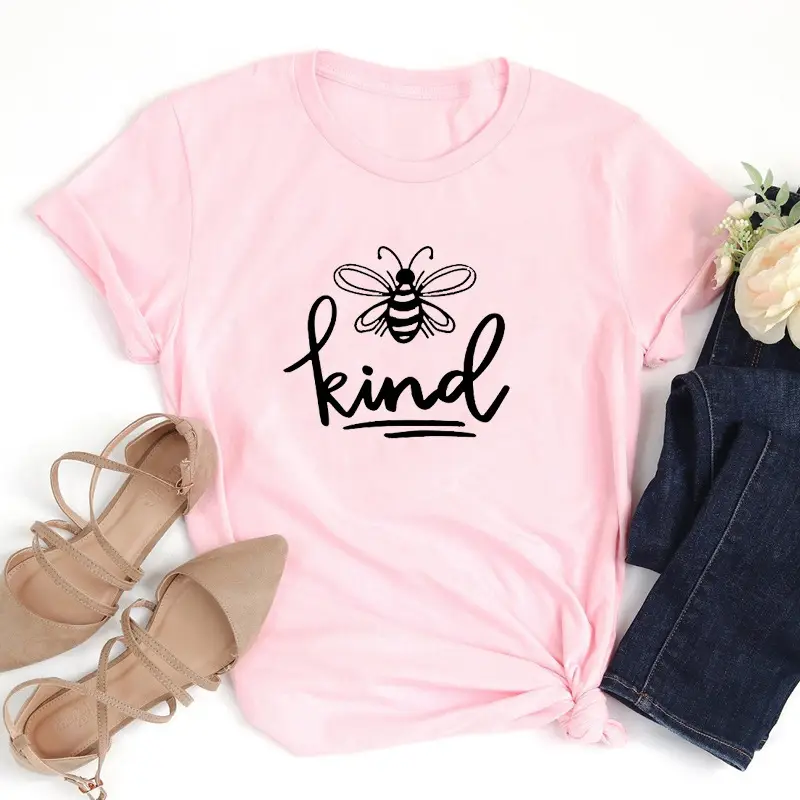Bees Kind Tee for Women Men Peach Casual Wear - Image 4