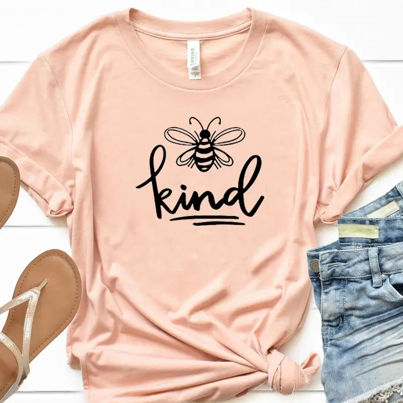 Bees Kind Tee for Women Men Peach Casual Wear - Image 6