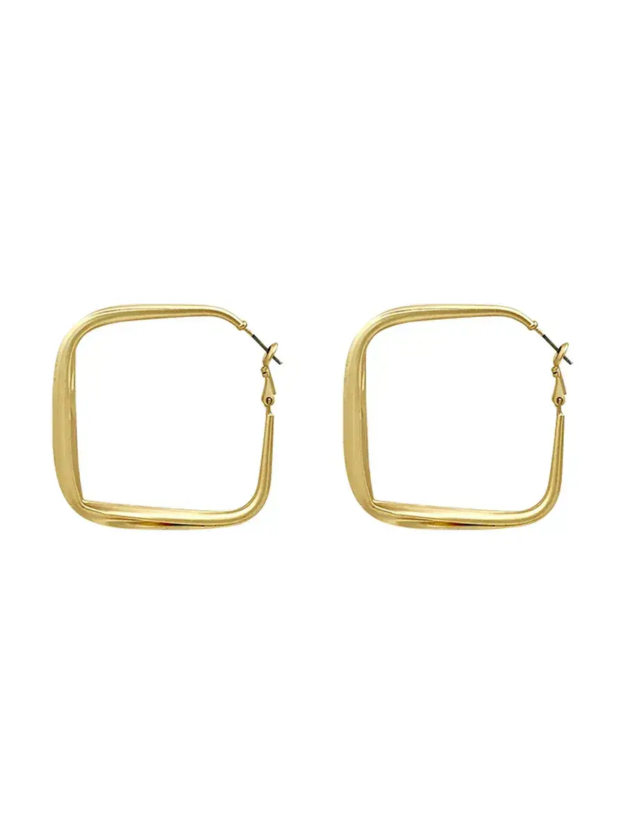 S925 Silver Needle Matte Gold Square Stud Earrings for Women - Image 6