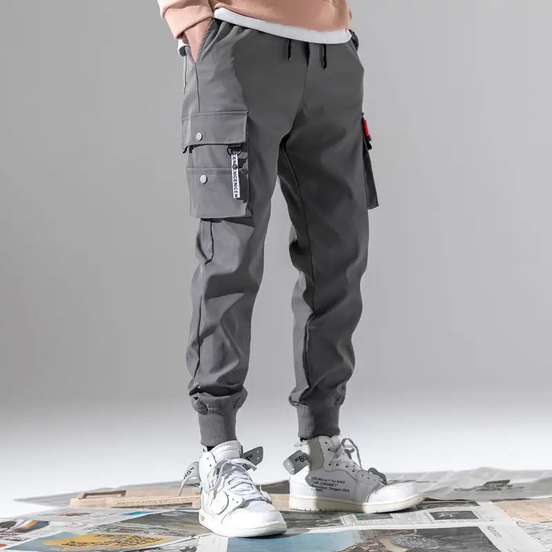 Men's Grey Cargo Pants with Pocket Detail