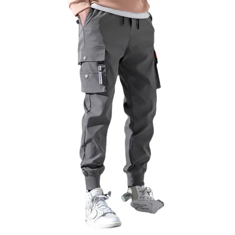 Men's Grey Cargo Pants with Pocket Detail