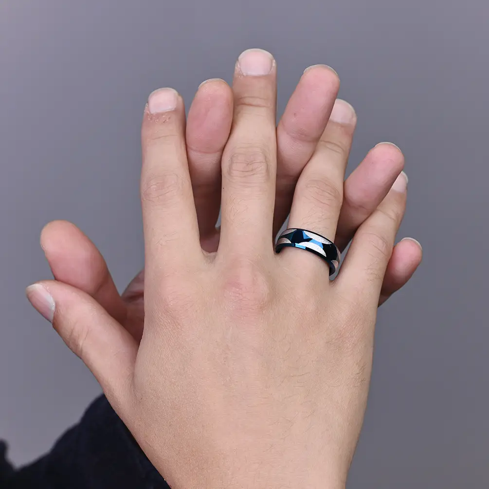 Blue Titanium Sanding Ring for Men Women - Image 5