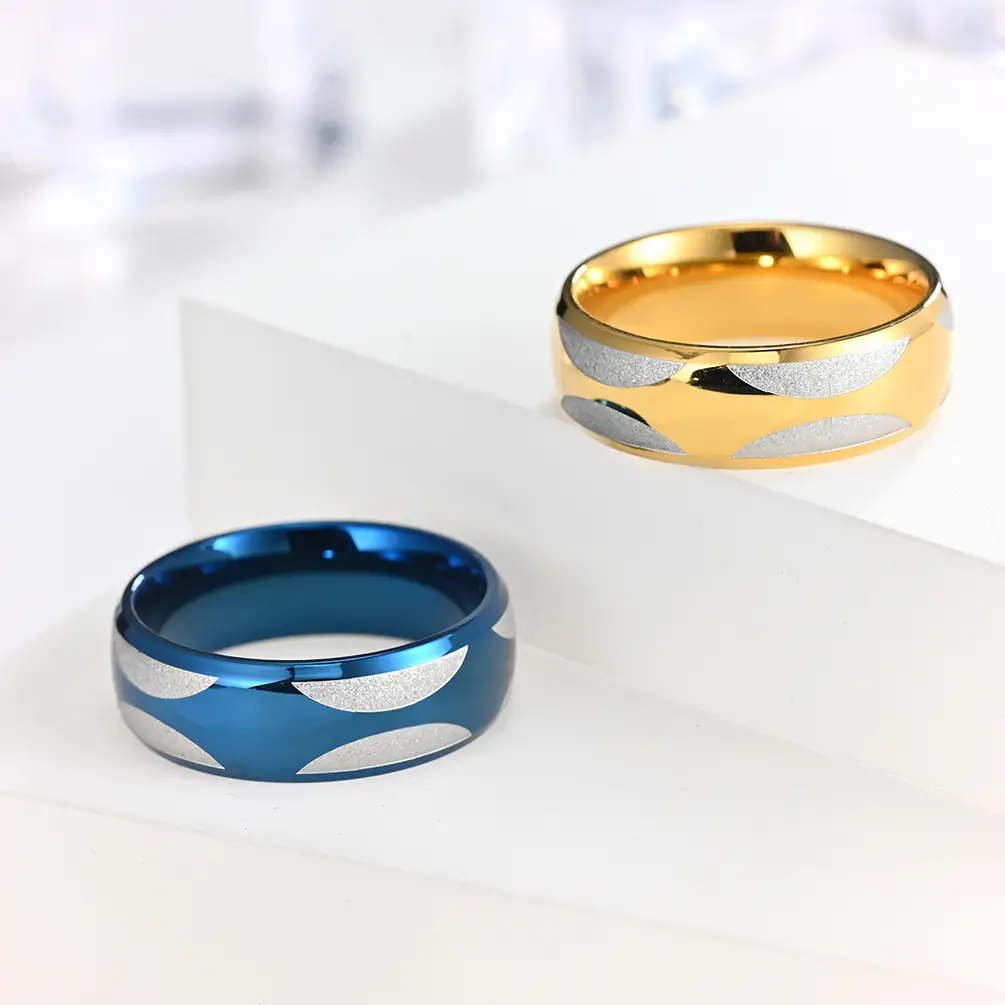 Blue Titanium Sanding Ring for Men Women - Image 6