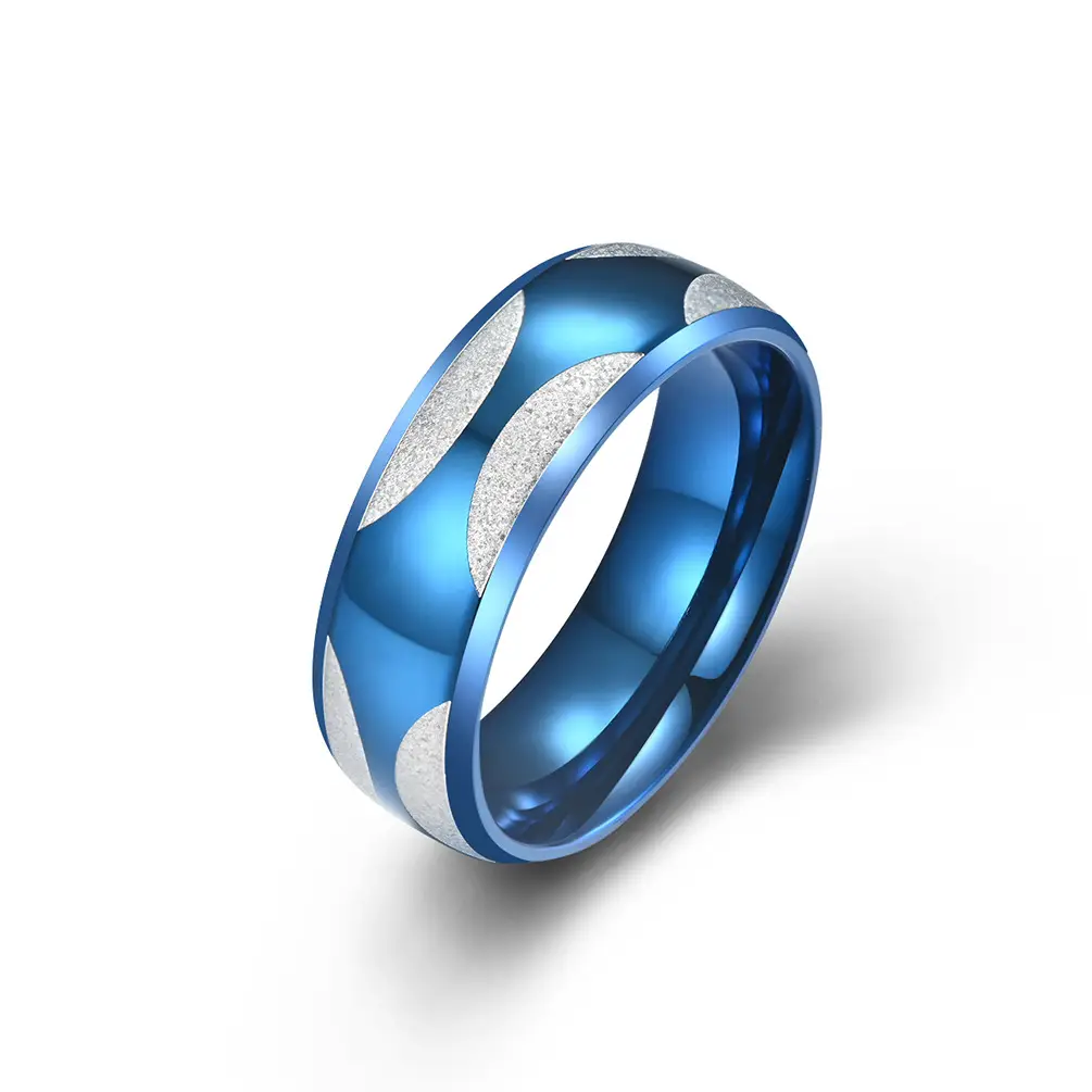 Blue Titanium Sanding Ring for Men Women - Image 2